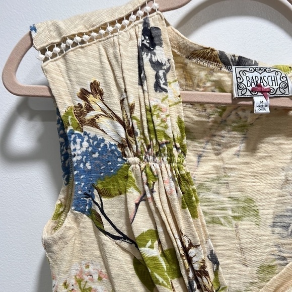 ANTHROPOLOGIE YOANA BARASCHI Mint Julep Floral Ruffle Top Size Medium Sleeveless - Picture 2 of 10